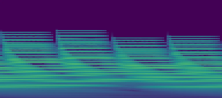 Full-width constant-Q history of the arpeggiated extended-chord piano roll